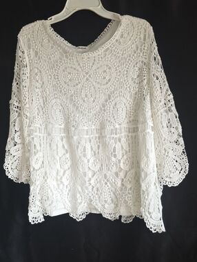 White Crochet Lace Women's Top PLUS SIZE 1X NWT